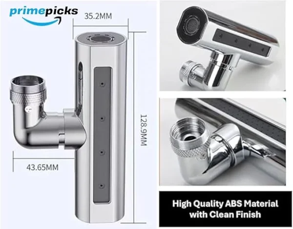 PrimePicks™ Waterfall Kitchen Faucet (4 in 1) 360° Rotating Water Saving Kitchen Sink Faucet Sprayer for Washing Fruit Vegetable (ABS) - Image 7