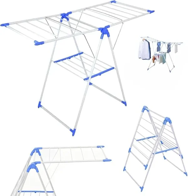 PrimePicks™ Cloth Drying Foldable Stand | Sturdy Clothes Dryer | Drying Stand Laundry | Adjustable Folding Wings Clothes Hanger Stand