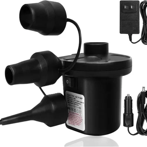 PrimePicks™ Electric Air Pump with 3 Nozzle and 110-240V AC and DC 12V Pump for Outdoor Camping, Inflatable, Boats, Raft, Pool, Floats