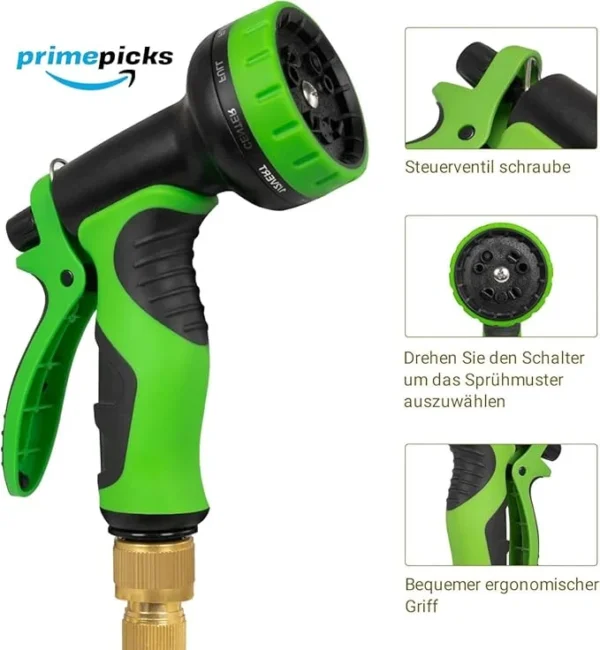 PrimePicks™ 15M Expandable Garden Hose, Flexible Water Hose 50ft with Spray Nozzle, 3/4 Solid Brass Connectors, Retractable Latex Core - Lightweight Expanding Hose - Image 3