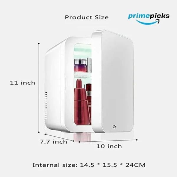 PrimePicks™ 8L Skincare Mini Fridge Beauty Refrigerator Dimmable LED Mirror Glass Door White Used for Beauty Skin Care in Home - Image 7