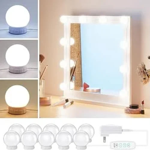 Hollywood Style Led Vanity Mirror Lights Kit – Vanity Lights Have 10 Dimmable Light Bulbs for Makeup Dressing Table and Power Supply Plug in Lighting Fixture Strip, White (No Mirror Included)