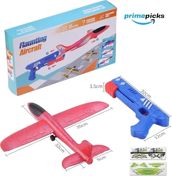 PrimePicks™ Airplane Construction Kits, with launcher gun for Kids, One Set Launcher with Two Glider Foam Catapult Plane for Girls and Boys - Image 2