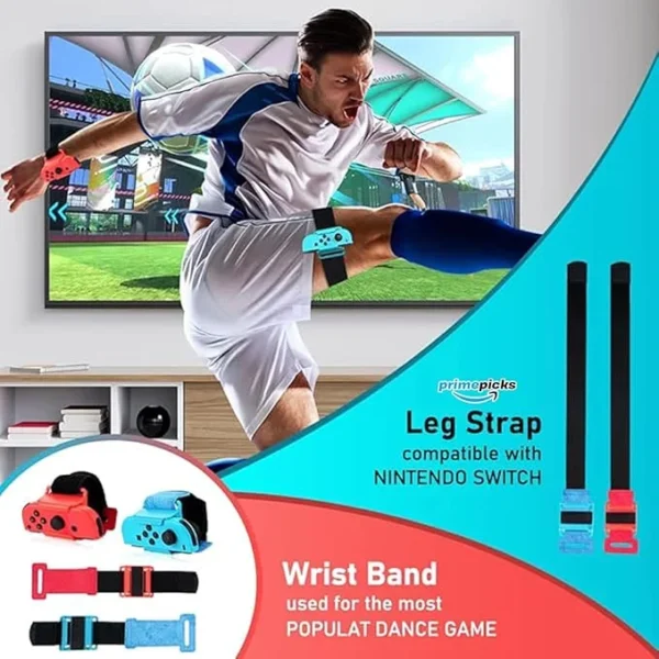 PrimePicks™ 25 in 1 Sports Suit For N-Switch TNS-2168 / Nintendo Switch OLED Switch Accessories Bundle with Tennis Racket Controller Grip Golf Club Paddle Baseball Bat Wrist&Leg Straps - Image 7