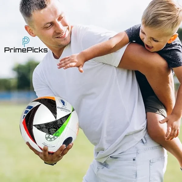 PrimePicks™ Football Soccer Ball Premium Quality with Excellent Bonded and Shape Retention football size 5, 460 Grams and Sports Ball Pump with 5 Needles, Nozzle, Push & Pull Inflator System - Image 7