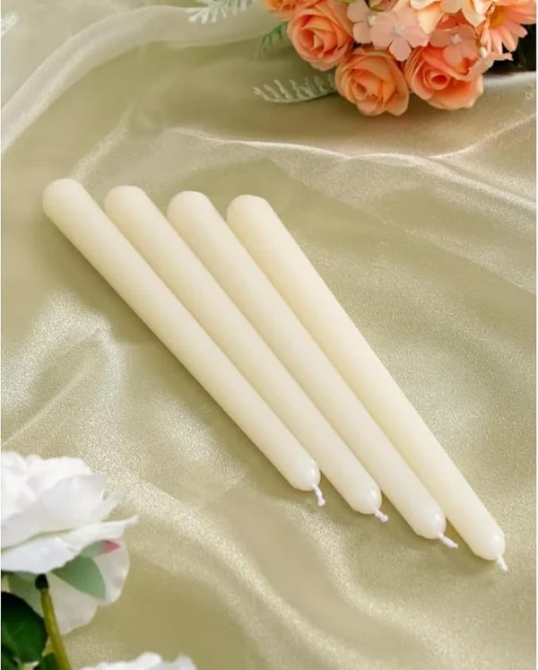 Prime Picks™ Taper Candlesticks 10 inch/25cm set of 12 Ivory 8 Hour Burn Time Dripless,Smokeless Long T-Perfect as Dinner and Household - Image 4