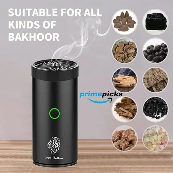 PrimePicks™ Electric Incense Burner, Car Electric Incense Burner, Portable USB Rechargeable Smart Electronic Incense Burner, Arabian bakhoor Burner for Home Use (Black) - Image 3