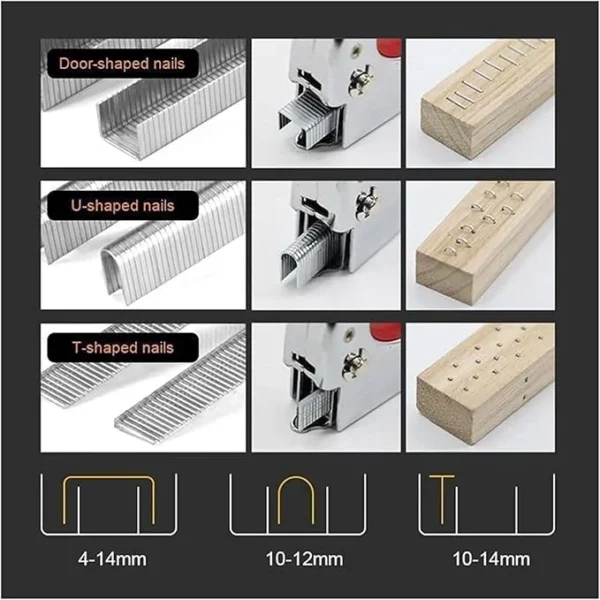 PrimePicks™ Heavy Duty Staple Gun, 3 in 1 Manual Nail Gun with 200 Staples(U-Type staples) for Upholstery, Material Repair - Image 2