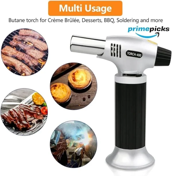 PrimePicks™ Torch Lighter Adjustable Flame Safety Lock for Baking, BBQ, Creme Brulee, Heat Shrinking Tubing and Soldering Black, Bs-400 - Image 5