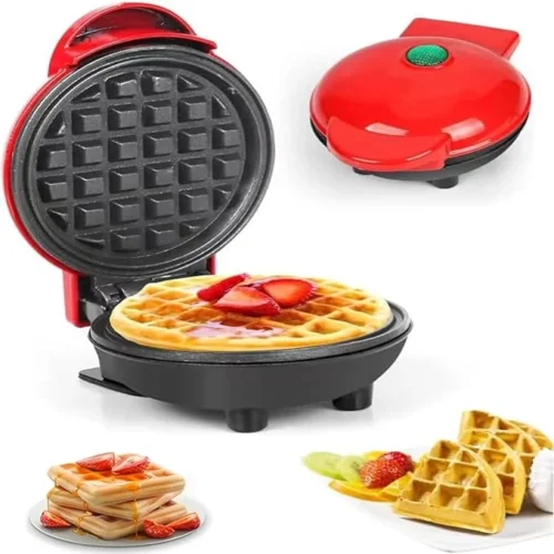 PrimePicks™ Mini Waffle Maker – Made with Premium Quality Plastic & Non-Stick Coating – Pancake Maker for Brownies, Cookies, Quesadillas, Calzones, Hash Browns and other Foods. (Mix colors)