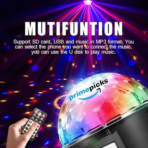 PrimePicks™ Disco Ball Dj Strobe Light with 12 Colors, Sound Activated Big-Size Magic Stage Party Light with Remote Control for Home Room Dance Parties Birthday Wedding Show Club Decorations