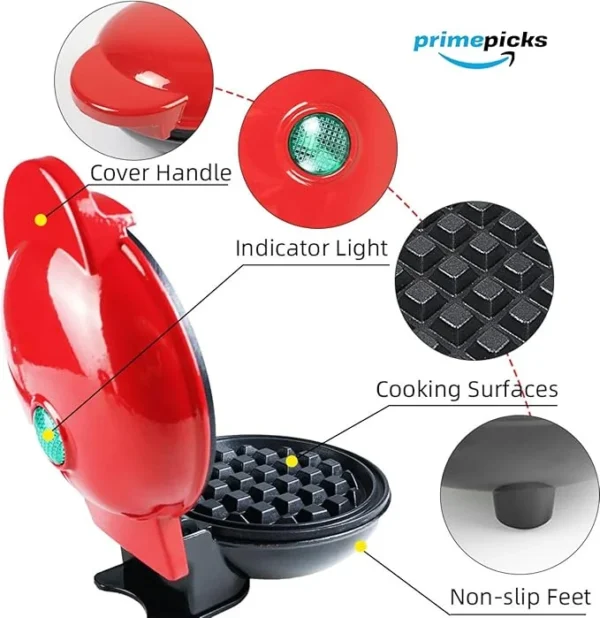 PrimePicks™ Mini Waffle Maker - Made with Premium Quality Plastic & Non-Stick Coating - Pancake Maker for Brownies, Cookies, Quesadillas, Calzones, Hash Browns and other Foods. (Mix colors) - Image 4