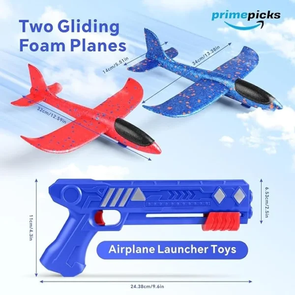 PrimePicks™ Airplane Construction Kits, with launcher gun for Kids, One Set Launcher with Two Glider Foam Catapult Plane for Girls and Boys - Image 4