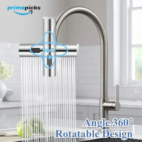 PrimePicks™ Waterfall Kitchen Faucet (4 in 1) 360° Rotating Water Saving Kitchen Sink Faucet Sprayer for Washing Fruit Vegetable (ABS) - Image 4