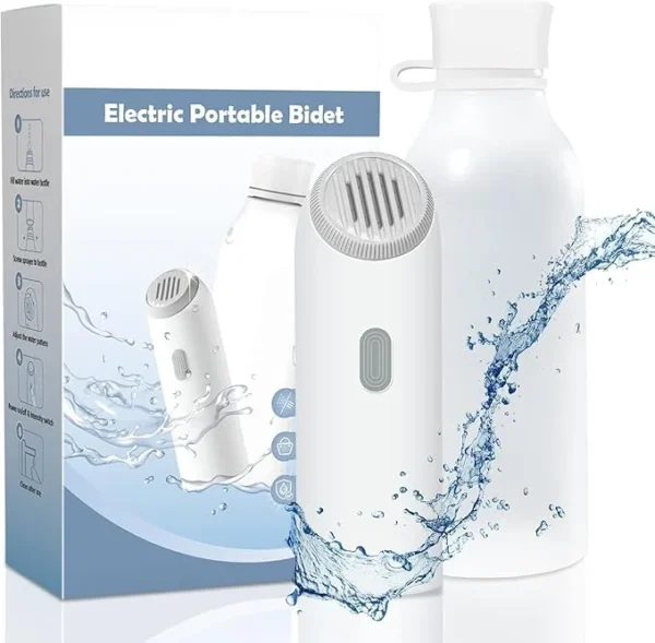 PrimePicks™ Electric Bidet Handheld Sprayer for Personal Hygiene with 400ml water bottle for use in home, office 1 Lithium Ion batteries include