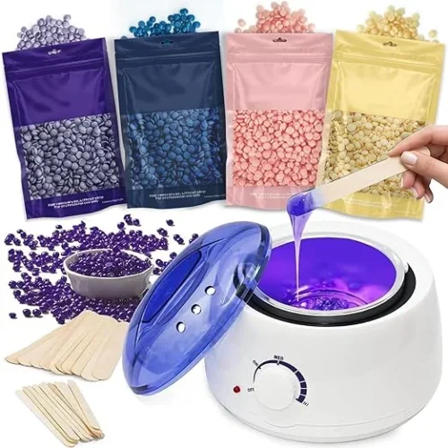 PrimePicks™ Wax Warmer for Hair Removal with Heater Kit, 4 * 100g Wax Beads and 30 Pcs,Wax Kit for Coarse Hair Facial Eyebrow Legs Armpit Bikini Brazilian, Professional Home Wax Machine