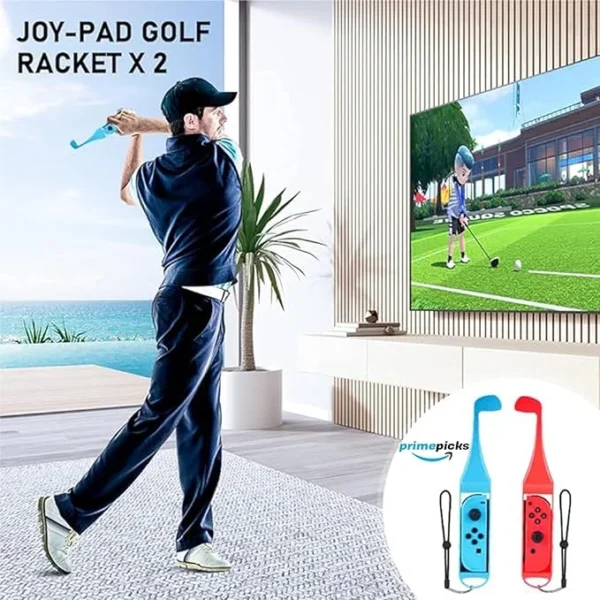 PrimePicks™ 25 in 1 Sports Suit For N-Switch TNS-2168 / Nintendo Switch OLED Switch Accessories Bundle with Tennis Racket Controller Grip Golf Club Paddle Baseball Bat Wrist&Leg Straps - Image 3