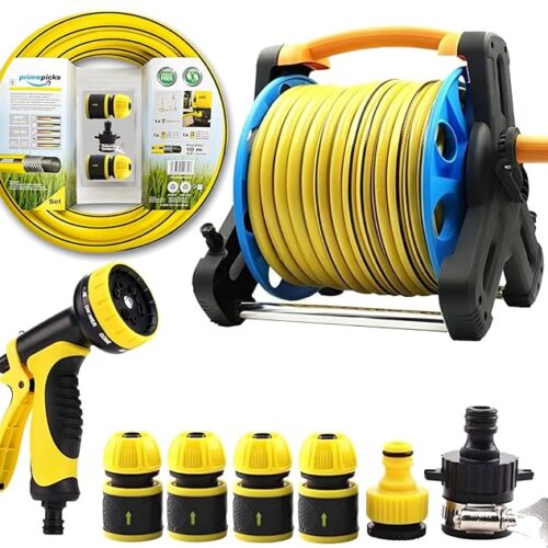 PrimePicks™ Garden Hose Reels Mobile Garden Hose And Reel Kit With Water Gun Set 20m Hose Reel Garden Water Gun/Pipe Tool 20M