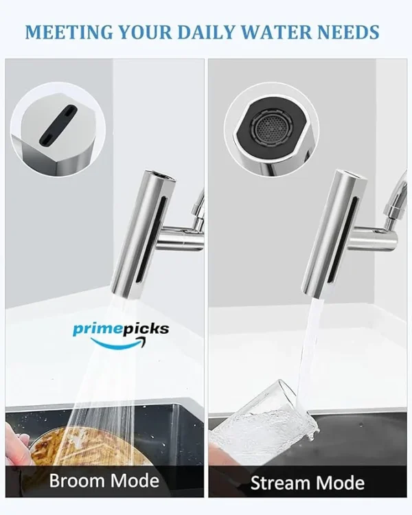 PrimePicks™ Waterfall Kitchen Faucet (4 in 1) 360° Rotating Water Saving Kitchen Sink Faucet Sprayer for Washing Fruit Vegetable (ABS) - Image 3