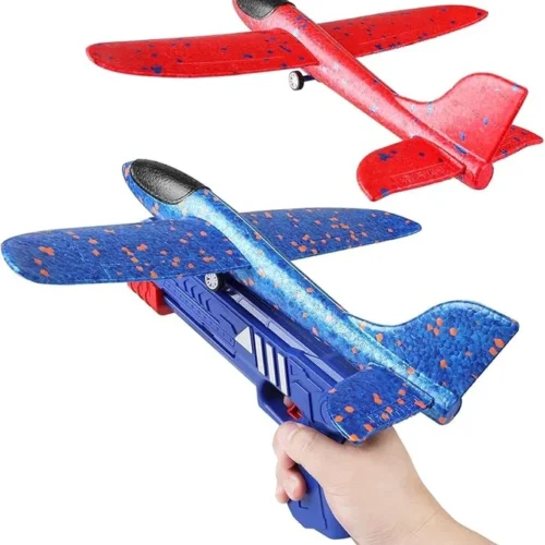 PrimePicks™ Airplane Construction Kits, with launcher gun for Kids, One Set Launcher with Two Glider Foam Catapult Plane for Girls and Boys