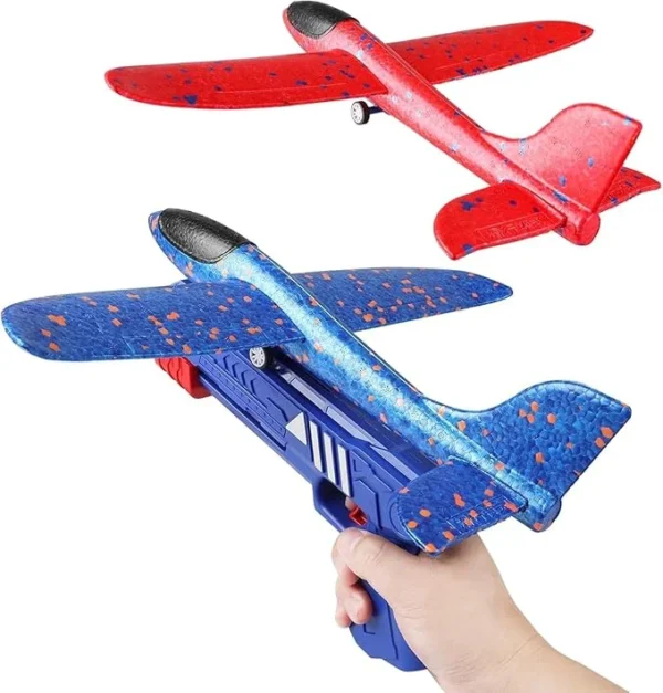 PrimePicks™ Airplane Construction Kits, with launcher gun for Kids, One Set Launcher with Two Glider Foam Catapult Plane for Girls and Boys