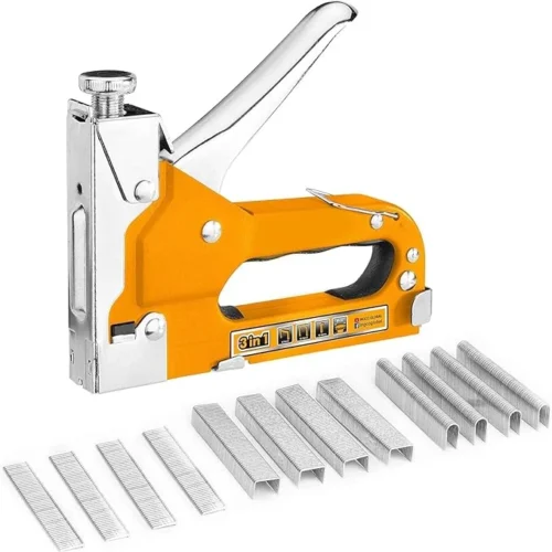 PrimePicks™ Heavy Duty Staple Gun, 3 in 1 Manual Nail Gun with 200 Staples(U-Type staples) for Upholstery, Material Repair