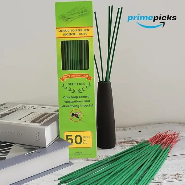 PrimePicks™ Mosquito Repellent Incense Sticks 50 Pieces per Box, Made with Natural Plant Based Ingredients/Citronella Oil/Lemongrass Oil - Image 4