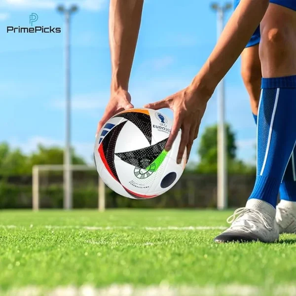 PrimePicks™ Football Soccer Ball Premium Quality with Excellent Bonded and Shape Retention football size 5, 460 Grams and Sports Ball Pump with 5 Needles, Nozzle, Push & Pull Inflator System - Image 5