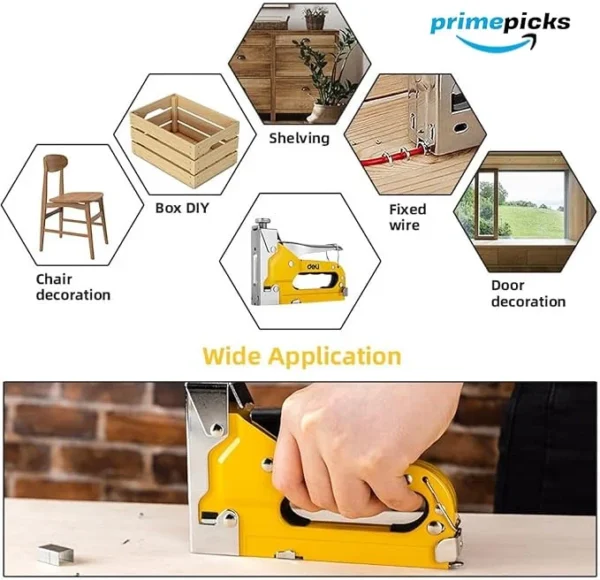 PrimePicks™ Heavy Duty Staple Gun, 3 in 1 Manual Nail Gun with 200 Staples(U-Type staples) for Upholstery, Material Repair - Image 5