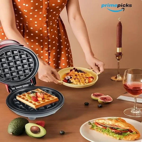 PrimePicks™ Mini Waffle Maker - Made with Premium Quality Plastic & Non-Stick Coating - Pancake Maker for Brownies, Cookies, Quesadillas, Calzones, Hash Browns and other Foods. (Mix colors) - Image 7