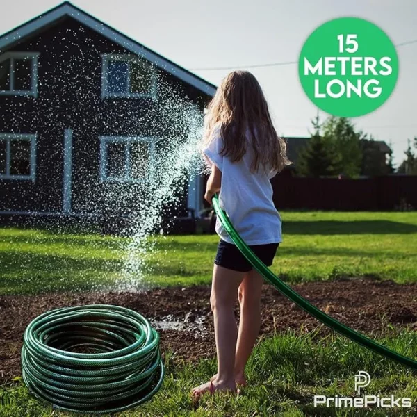 PrimePicks™ 15M Expandable Garden Hose, Flexible Water Hose 50ft with Spray Nozzle, 3/4 Solid Brass Connectors, Retractable Latex Core - Lightweight Expanding Hose - Image 9